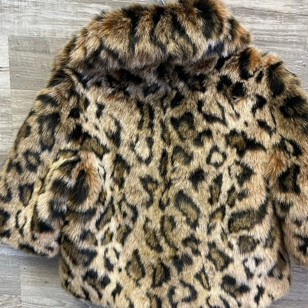 JUICY couture leopard print fur jacket sz 3 - Picture 3 of 3